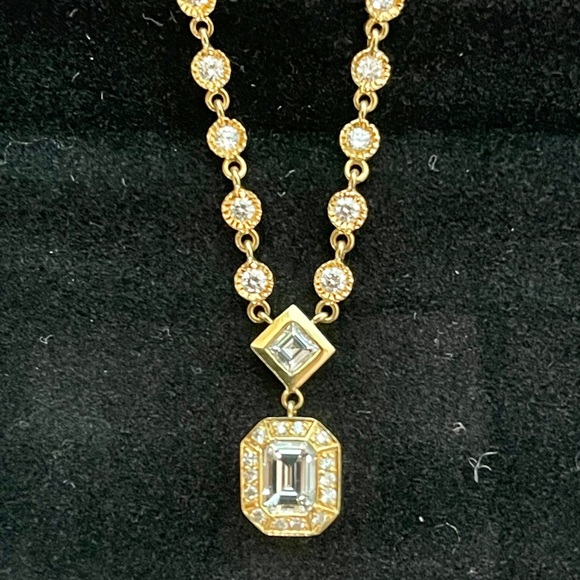 Genuine Diamonds Real 14K Yellow Gold Station Necklace. (NOT MAN MADE OR PLATED) - Picture 2 of 8